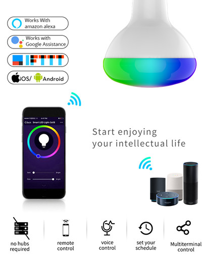 8W E27 tuya smart led bulb dimmable LED ceiling light bulb mushroom lamp RGB+CW E27 with Alexa Google Home - Smart Home - 2