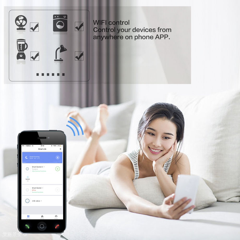 Bluetooth wifi zigbee smart power plug sockets TP24 UK remote control with Google Alexa - Smart Home - 4