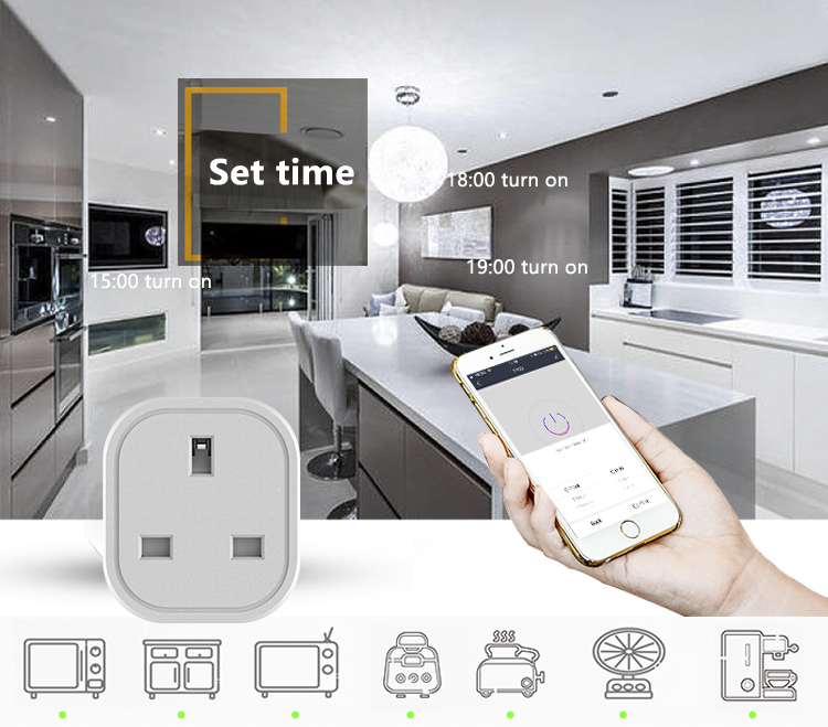 Bluetooth wifi zigbee smart power plug sockets TP24 UK remote control with Google Alexa - Smart Home - 2