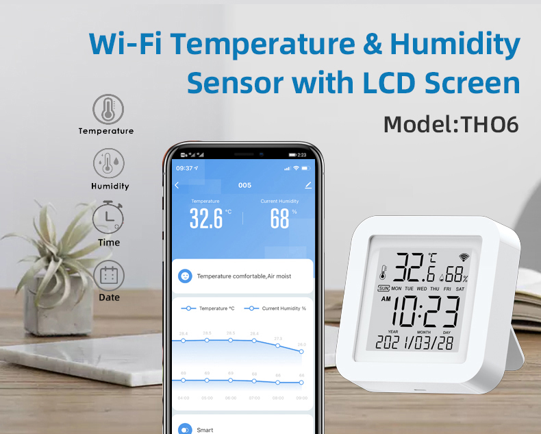 Wireless tuya digital thermometer hygrometer sensor temperature humidity monitor LCD screen - Smart Home - 1