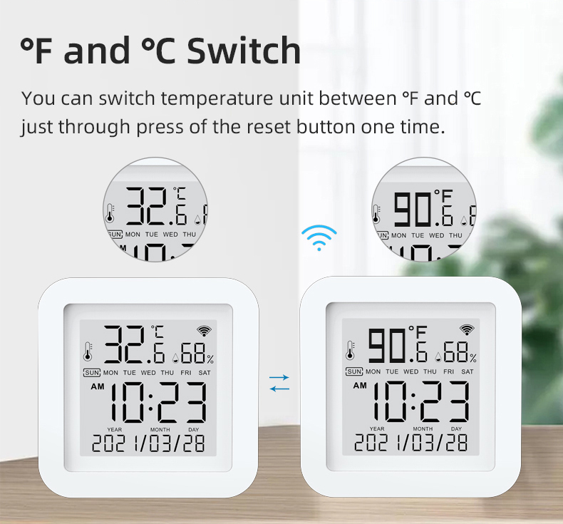 Wireless tuya digital thermometer hygrometer sensor temperature humidity monitor LCD screen - Smart Home - 4