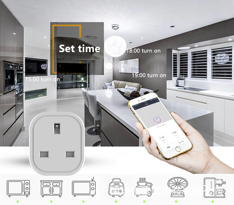 Google Alexa Voice Remote Control Light Wall Power Plug Ce Rohs UK 13A wifi smart plug socket - Smart Home - 3