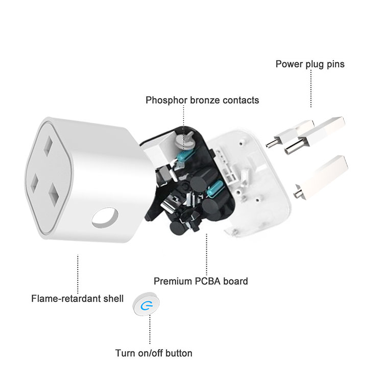 Bluetooth wifi zigbee smart power plug sockets TP24 UK remote control with Google Alexa - Smart Home - 3