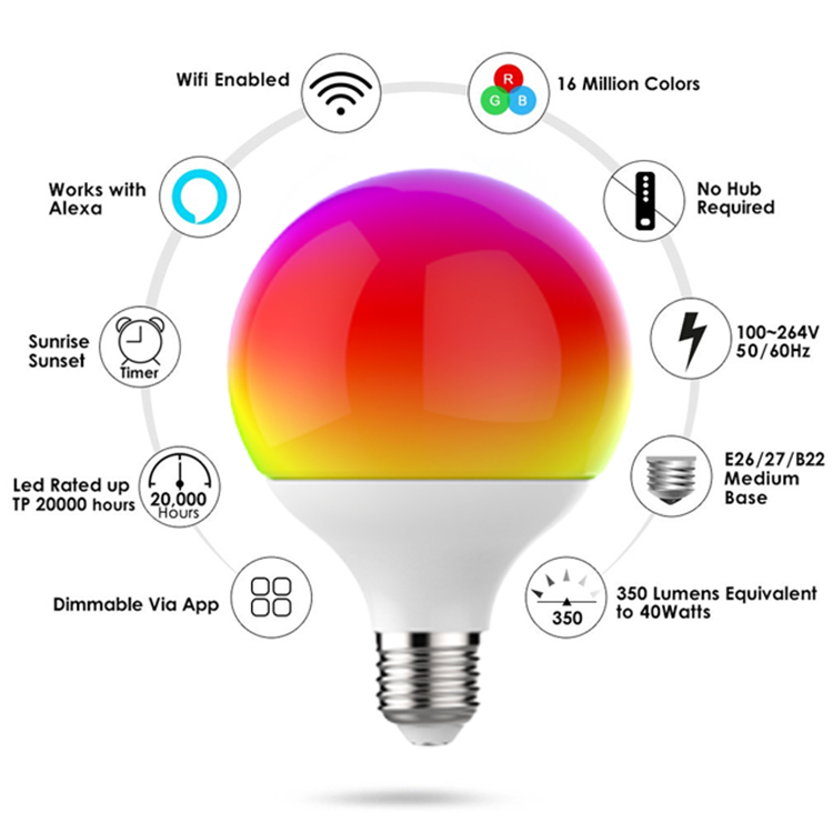 B22 E27 E26 10W Led smart light bulbs rgb colour tuya bulbs work with alexa google home - Smart Home - 2