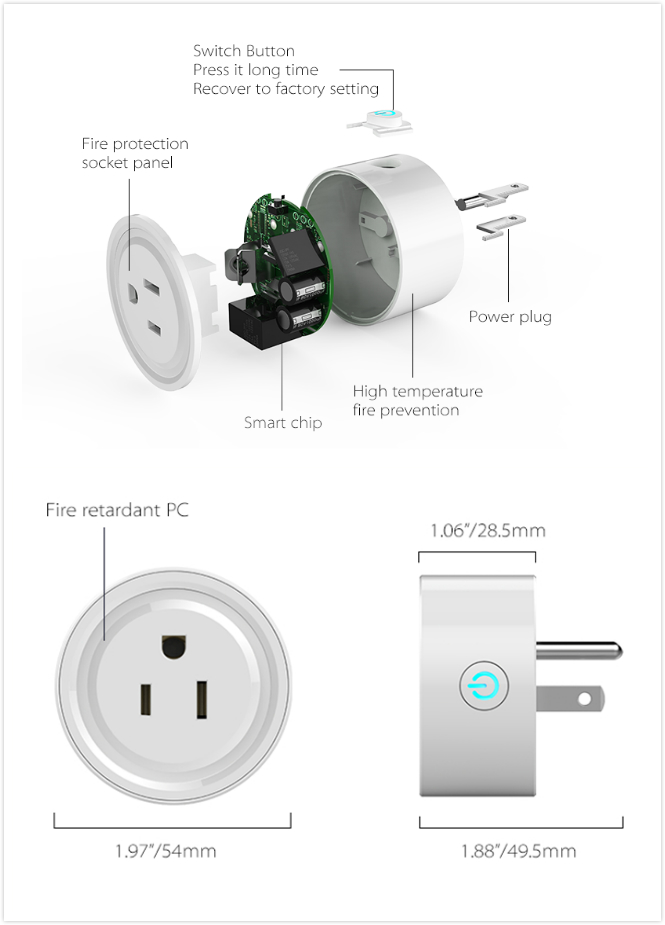 WiFi Zigbee in-wall smart timer plug socket TP20 US smart socket google voice tuya app - Smart Home - 3