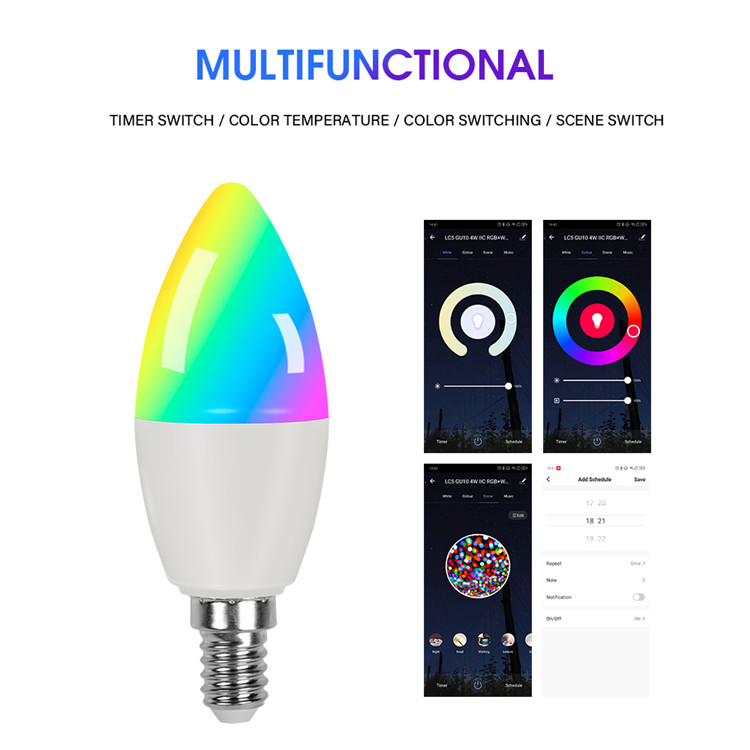 5w E14 led candle light bulbs lamp dimmable RGB color changing 2700-6500K wifi smart led bulbs - Smart Home - 2