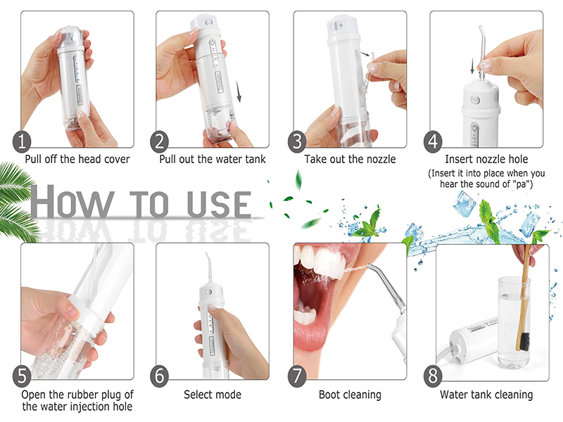 Dental Water Jet Cordless Water Flosser Teeth Cleaner Water Dental Oral Irrigator Portable Rechargeable for Braces Tooth Cleaning Travel with 3 Modes IPX7 Waterproof - Home Care - 9